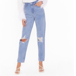 Nasty gal distressed high waisted mom jeans